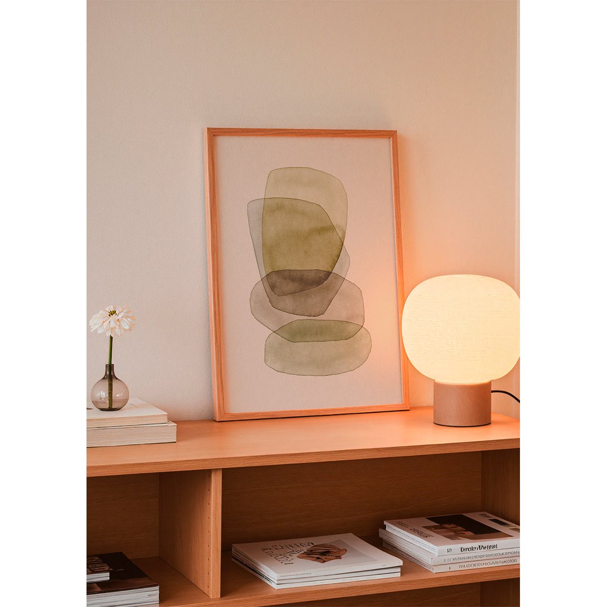 Affiche avec tableau décoratif, 50 x 70 cm beige, HANNUN
