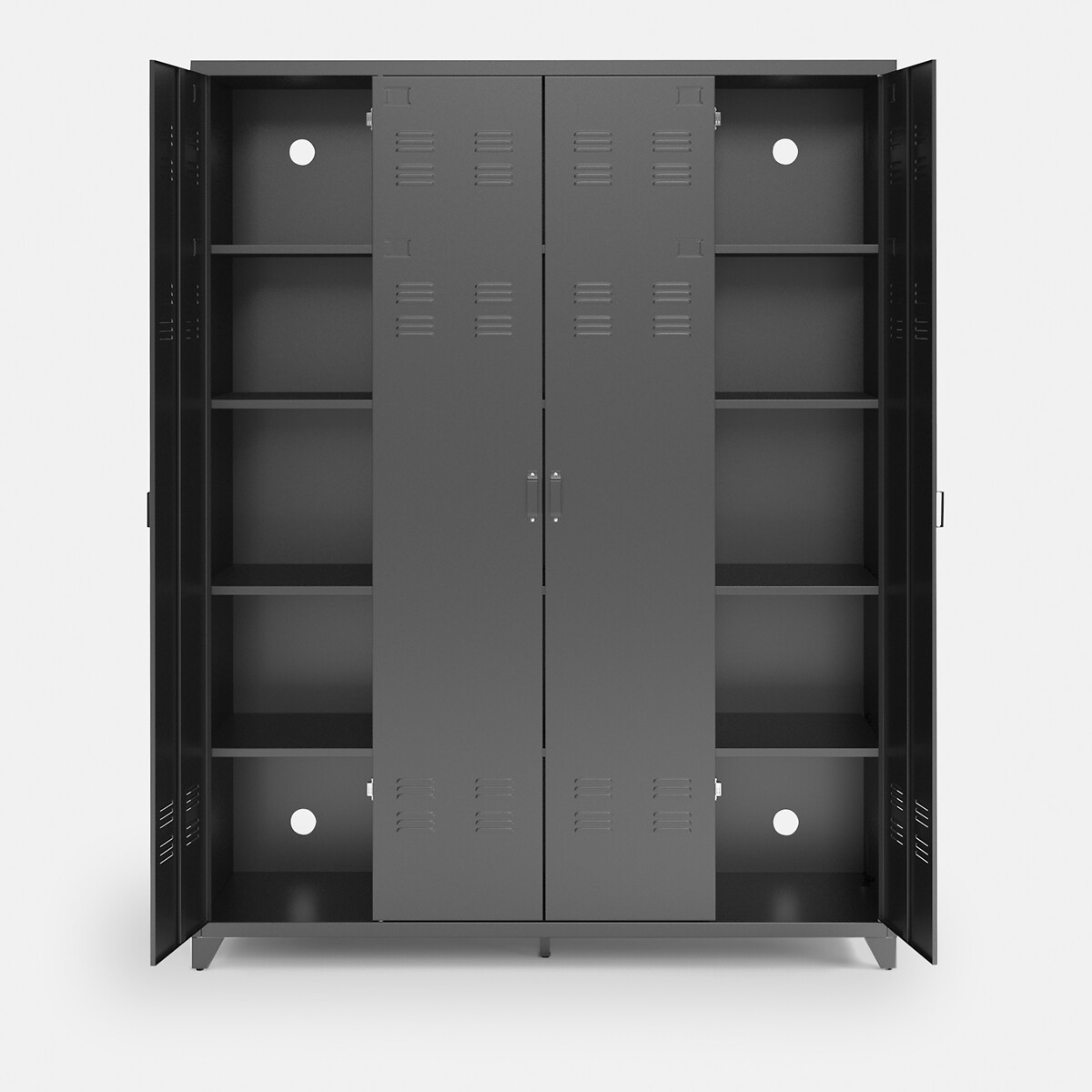 Armoire 4 portes en métal acier, Hiba gris, LA REDOUTE INTERIEURS