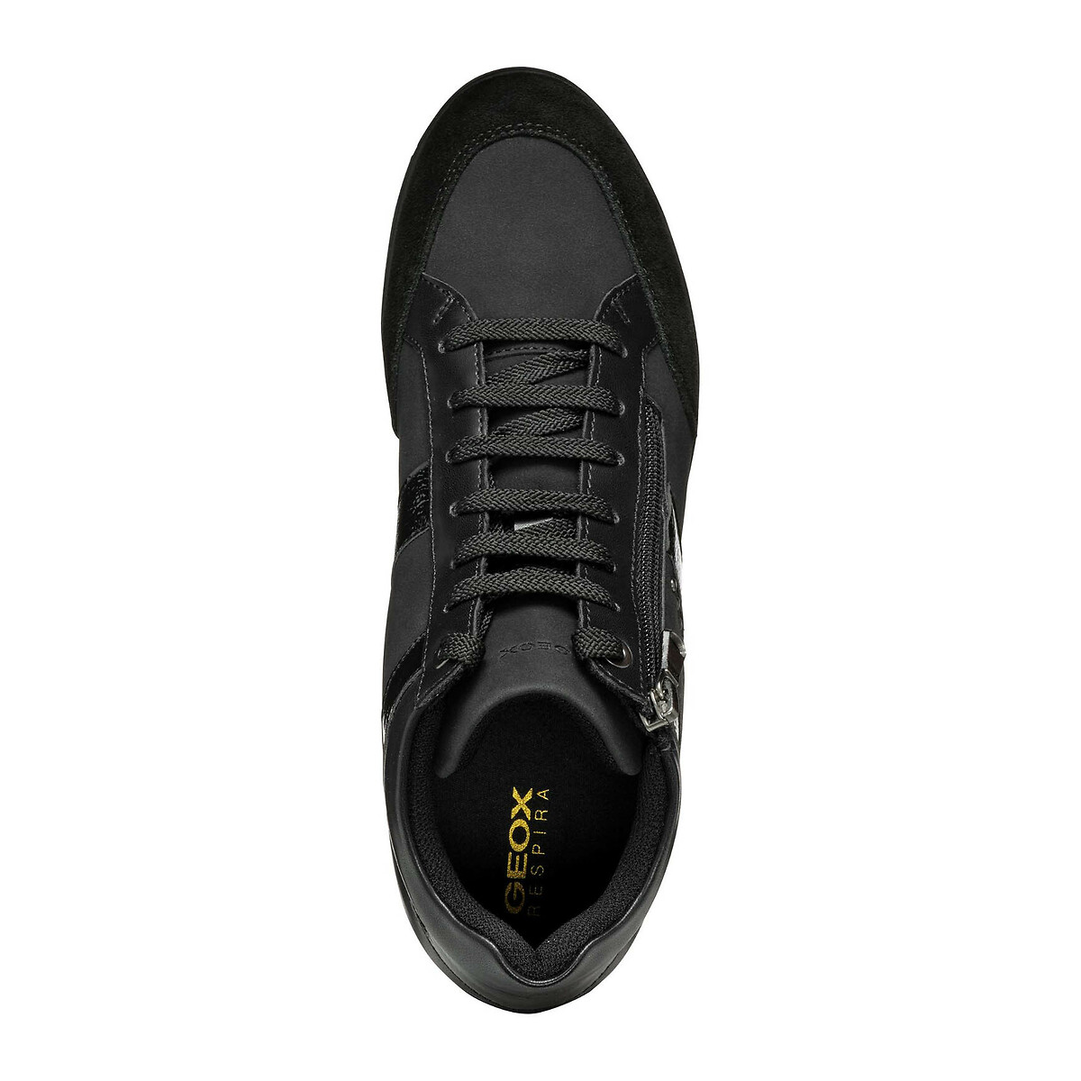 Myria Breathable High Top Trainers in Leather black, GEOX