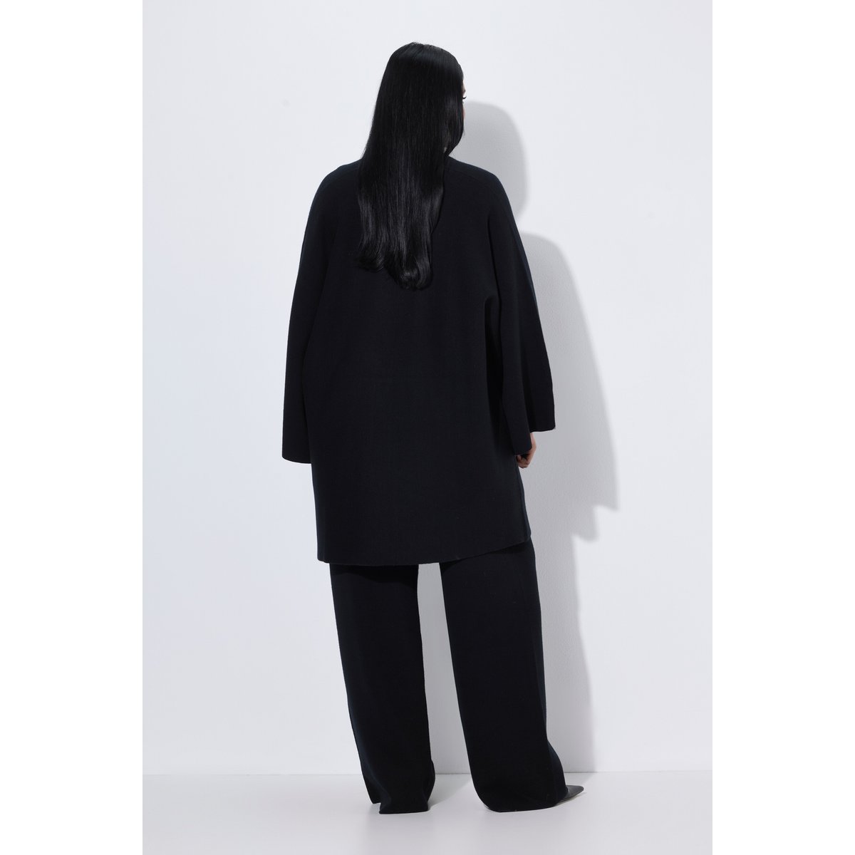 Cardigan, coupe oversize sans fermeture noir, ULLA POPKEN