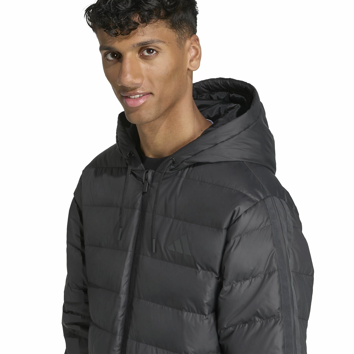 Doudoune à capuche légère Essentials 3 Stripes noir, ADIDAS SPORTSWEAR
