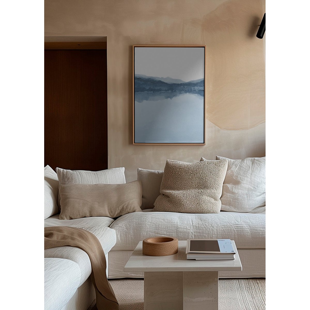 Toile avec cadre en bois, 50 x 70 cm beige, HANNUN