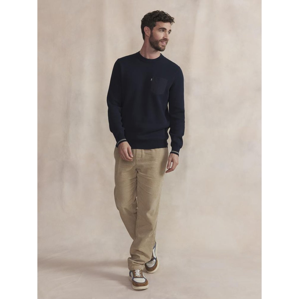 Pull encolure ronde AURENRON marine, TBS