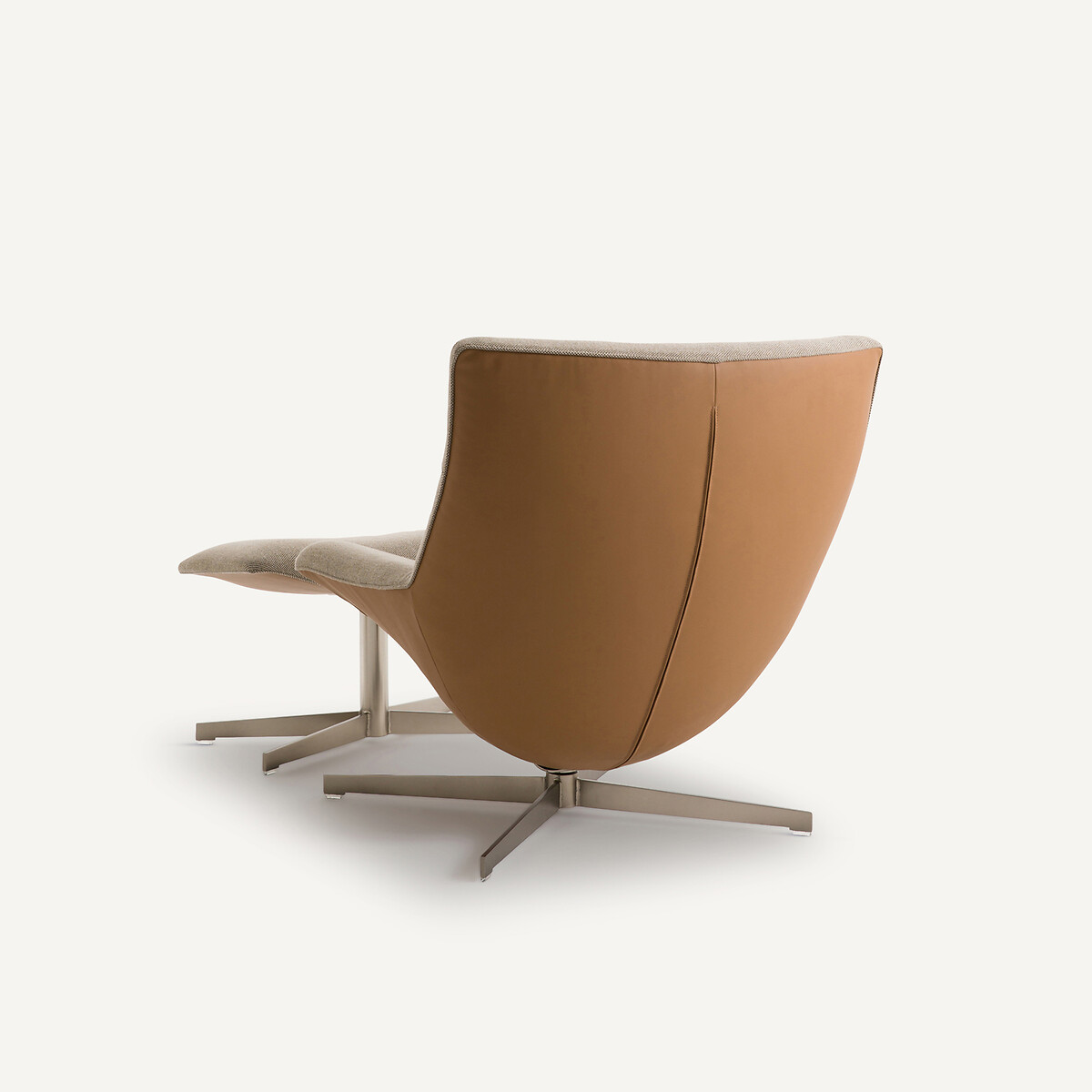 Fauteuil relax pivotant et son repose-pieds Wesley beige/moka, AM.PM