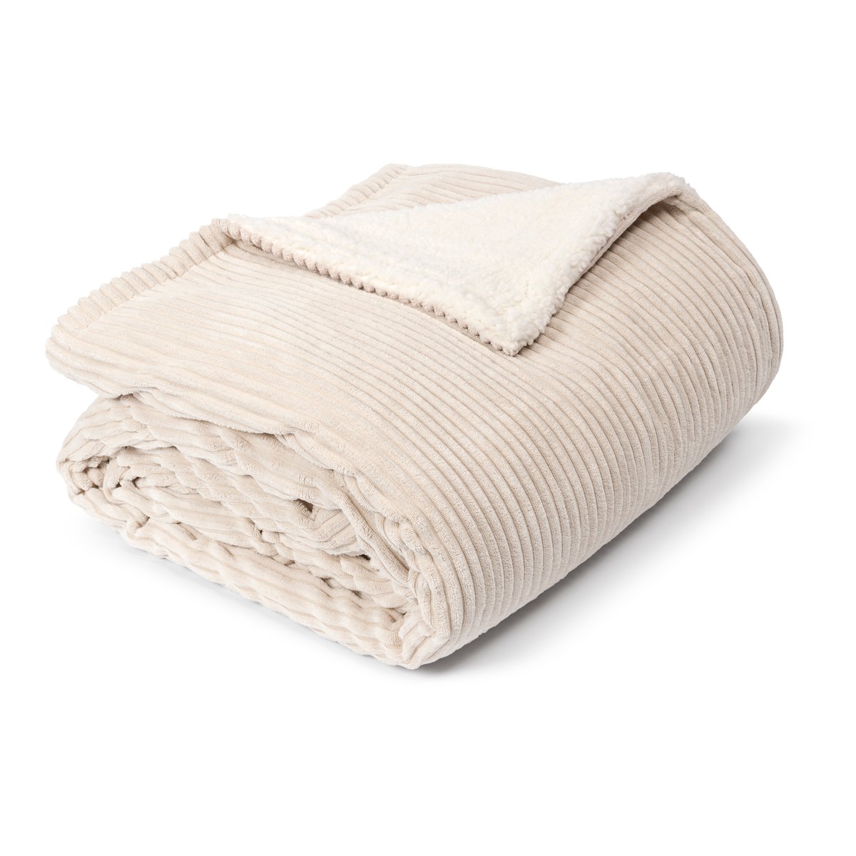 Plaid velours cotelé dos aspect laine DANA beige, MAGMA HEIMTEX