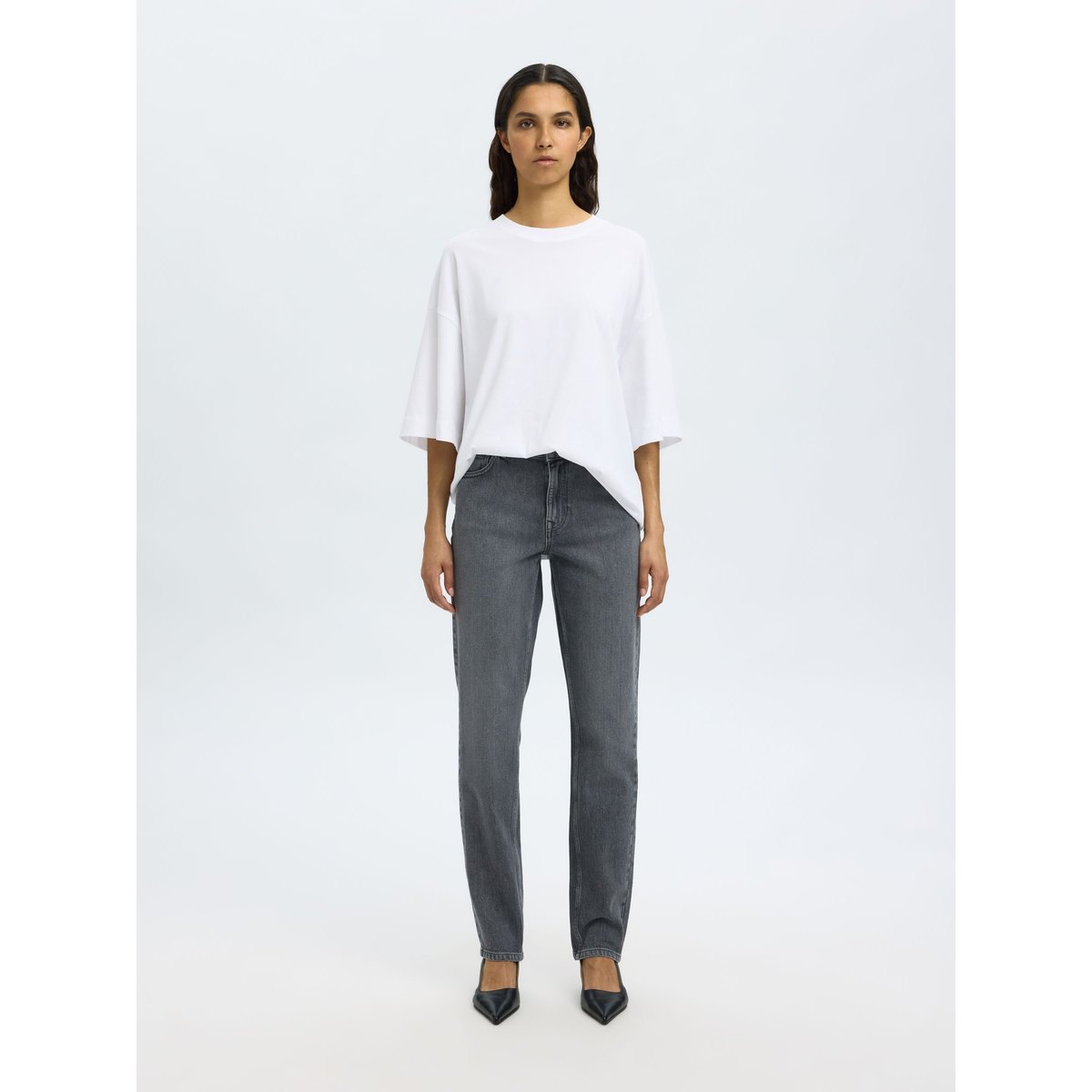 Jean Coupe Slim Fuselée medium grey denim, SELECTED