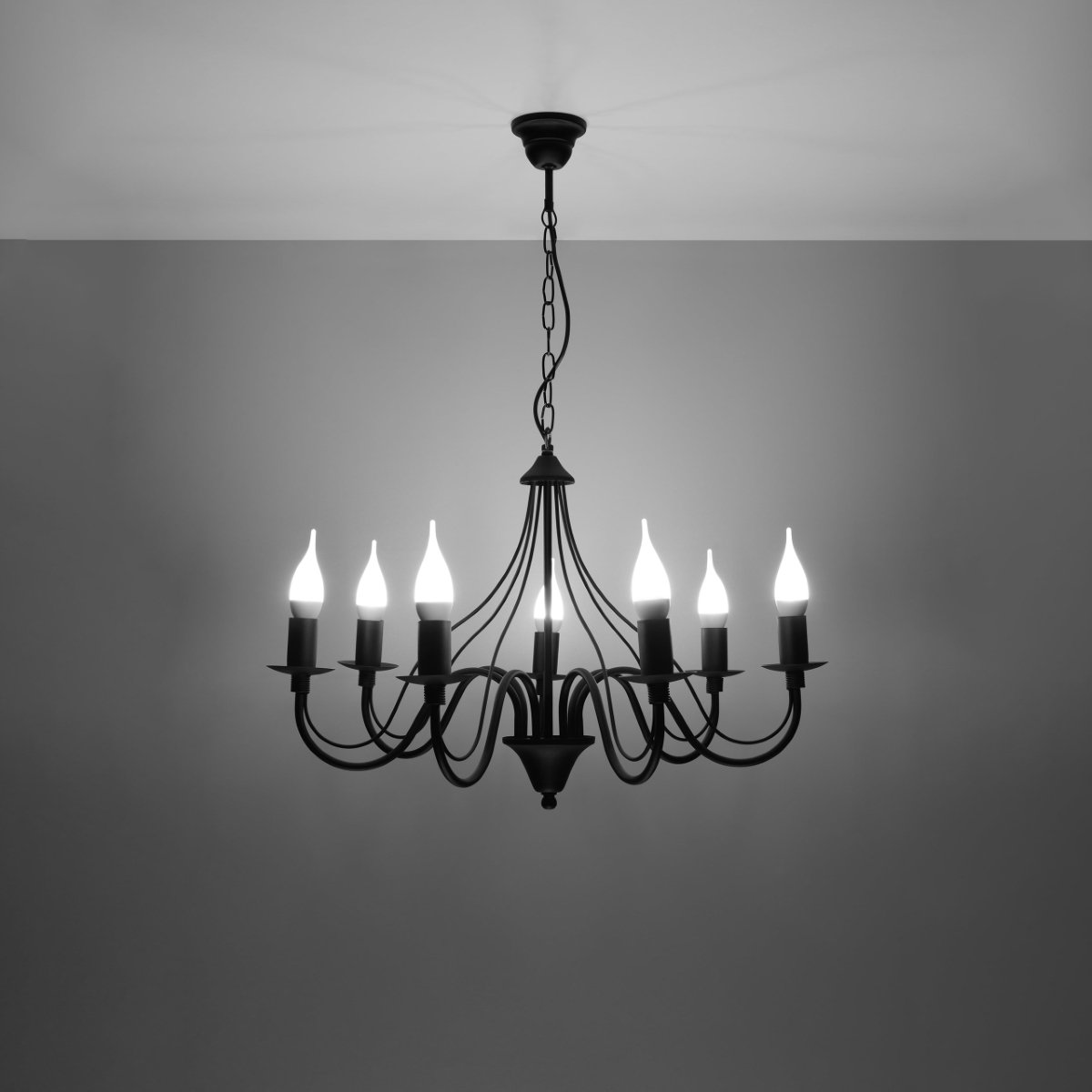 Lustre Acier Noir E14 7 Minerwa noir, EDEN