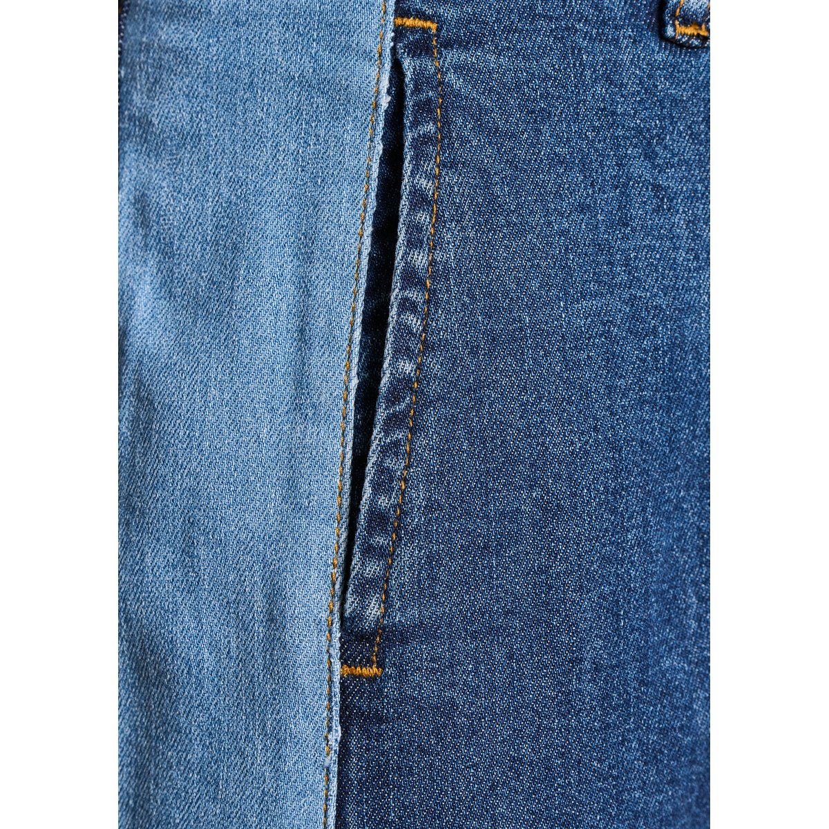 Jean bicolore 7/8ème en coton biologique medium/bleach, LA FEE MARABOUTEE