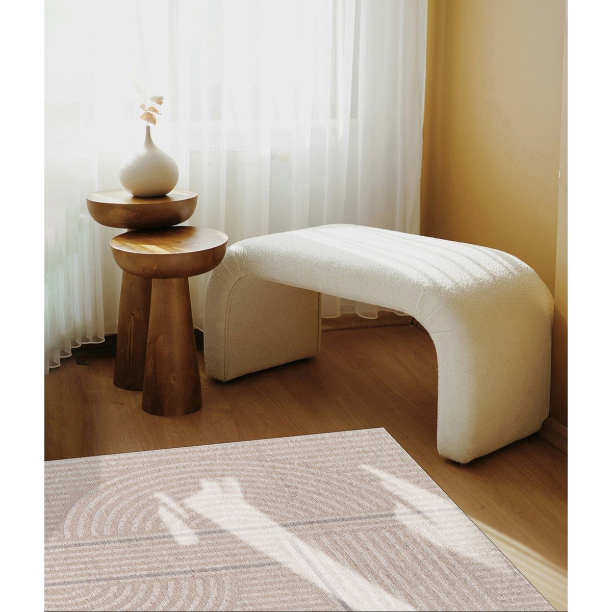 Tapis intérieur extérieur en fibres recyclées BASILE beige sable, AFK LIVING