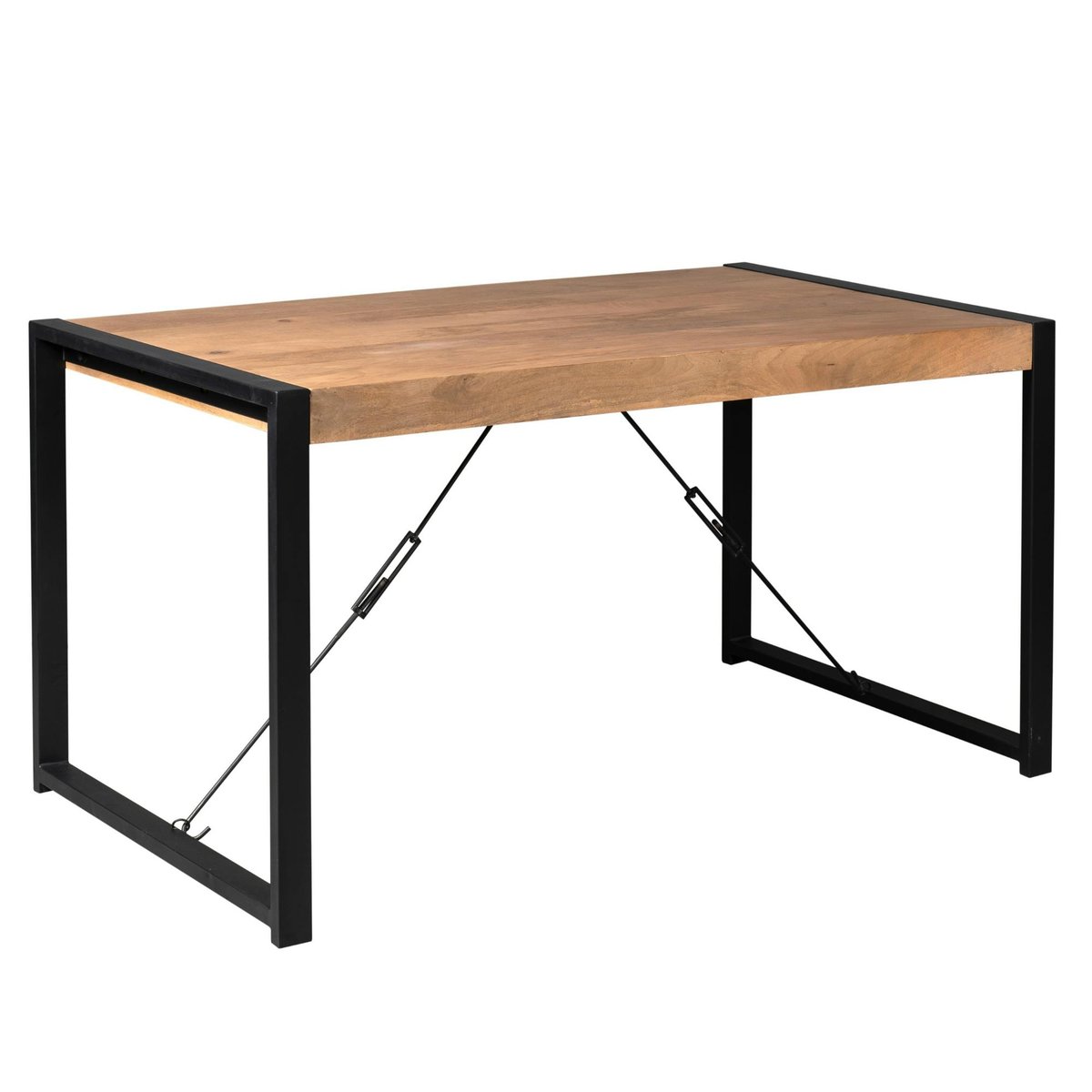 Table à manger 4/6 places bois et métal MILORA naturel, PIER IMPORT