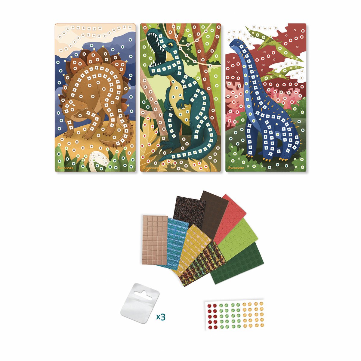 Mini mosaïques Dinosaures vert, SYCOMORE