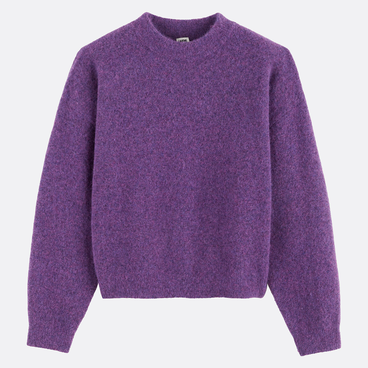 Korte trui met ronde hals en lage mouwinzet violet, LA REDOUTE COLLECTIONS