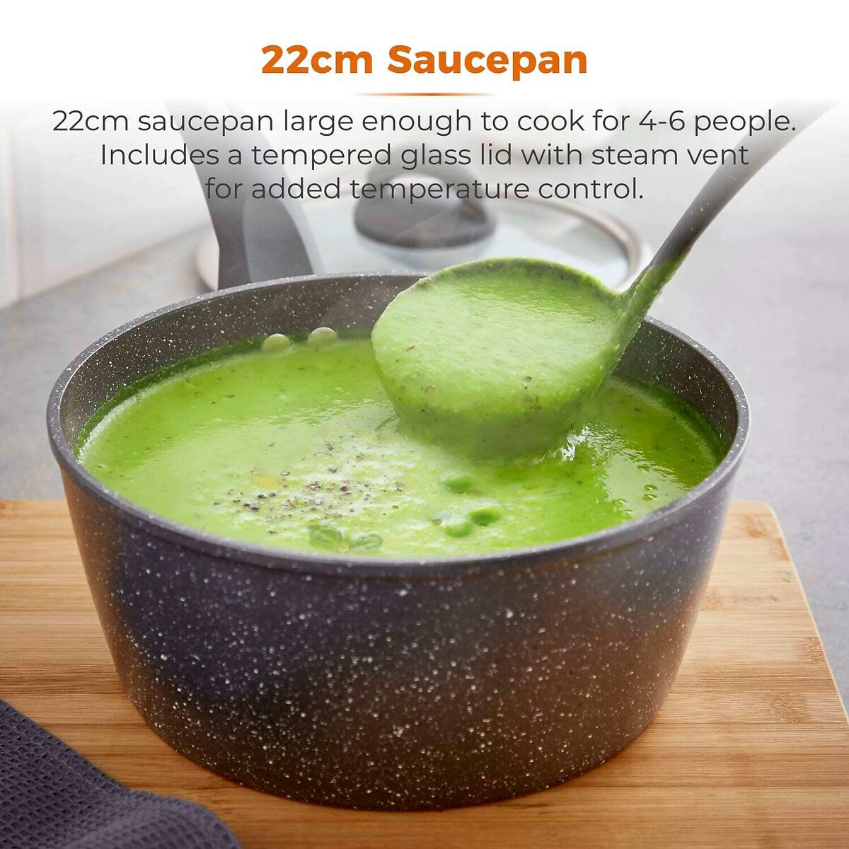 22cm Cerastone Saucepan Graphite grey, TOWER