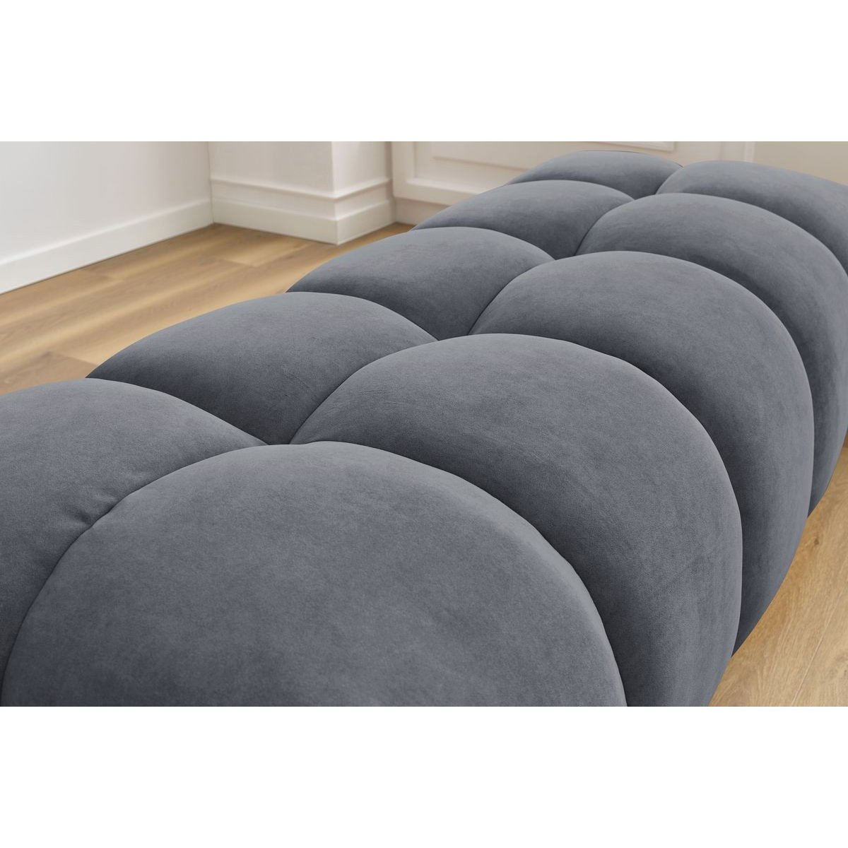 Pouf velours, MONT-BLANC gris foncé, BOBOCHIC