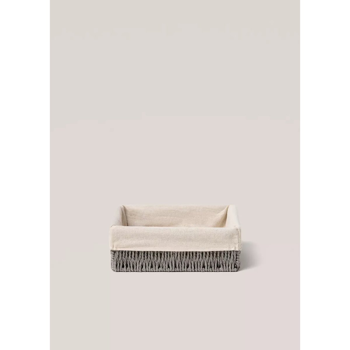 Petit panier en papier rectangulaire gris, MANGO HOME