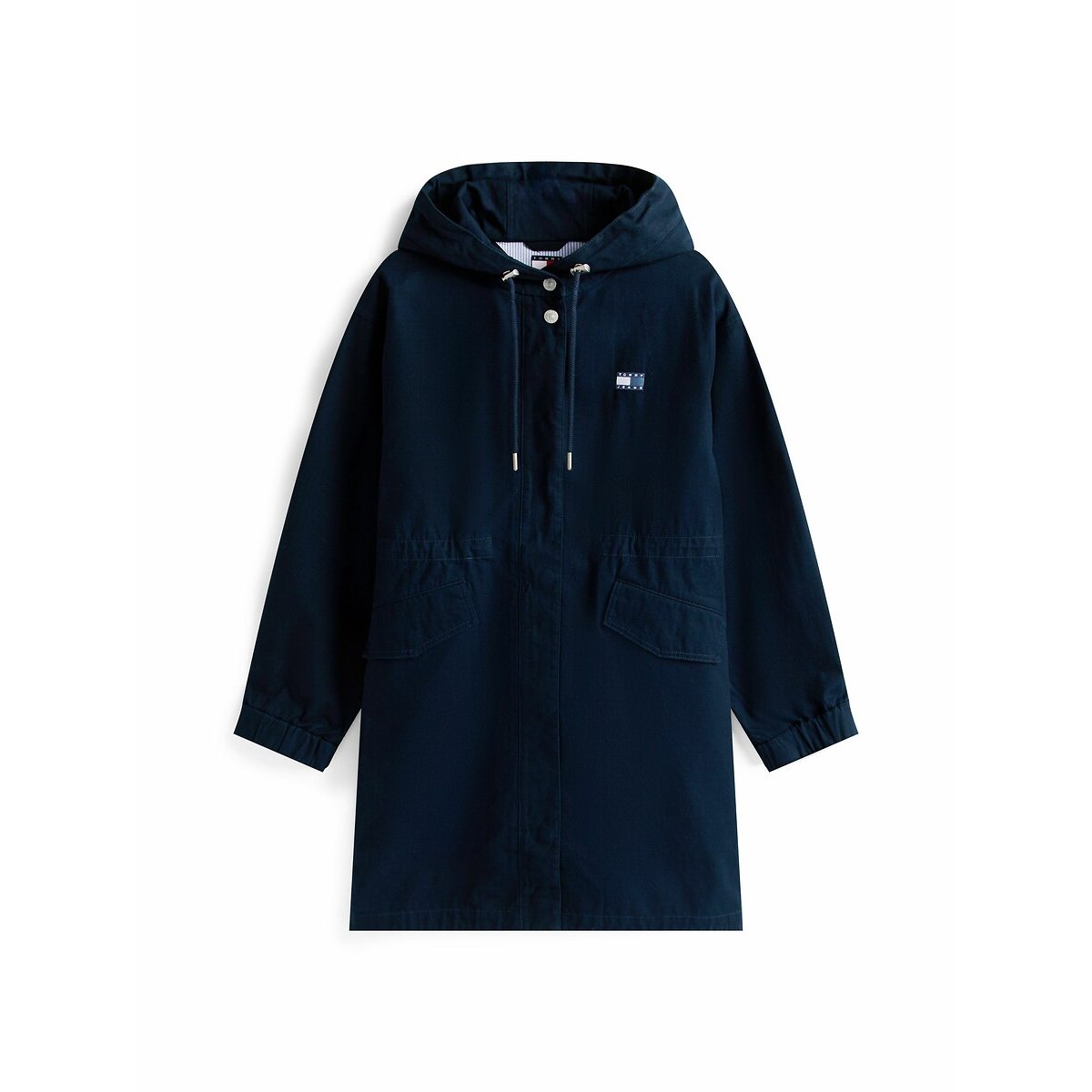 Manteau midi cintré à capuche bleu marine, TOMMY JEANS