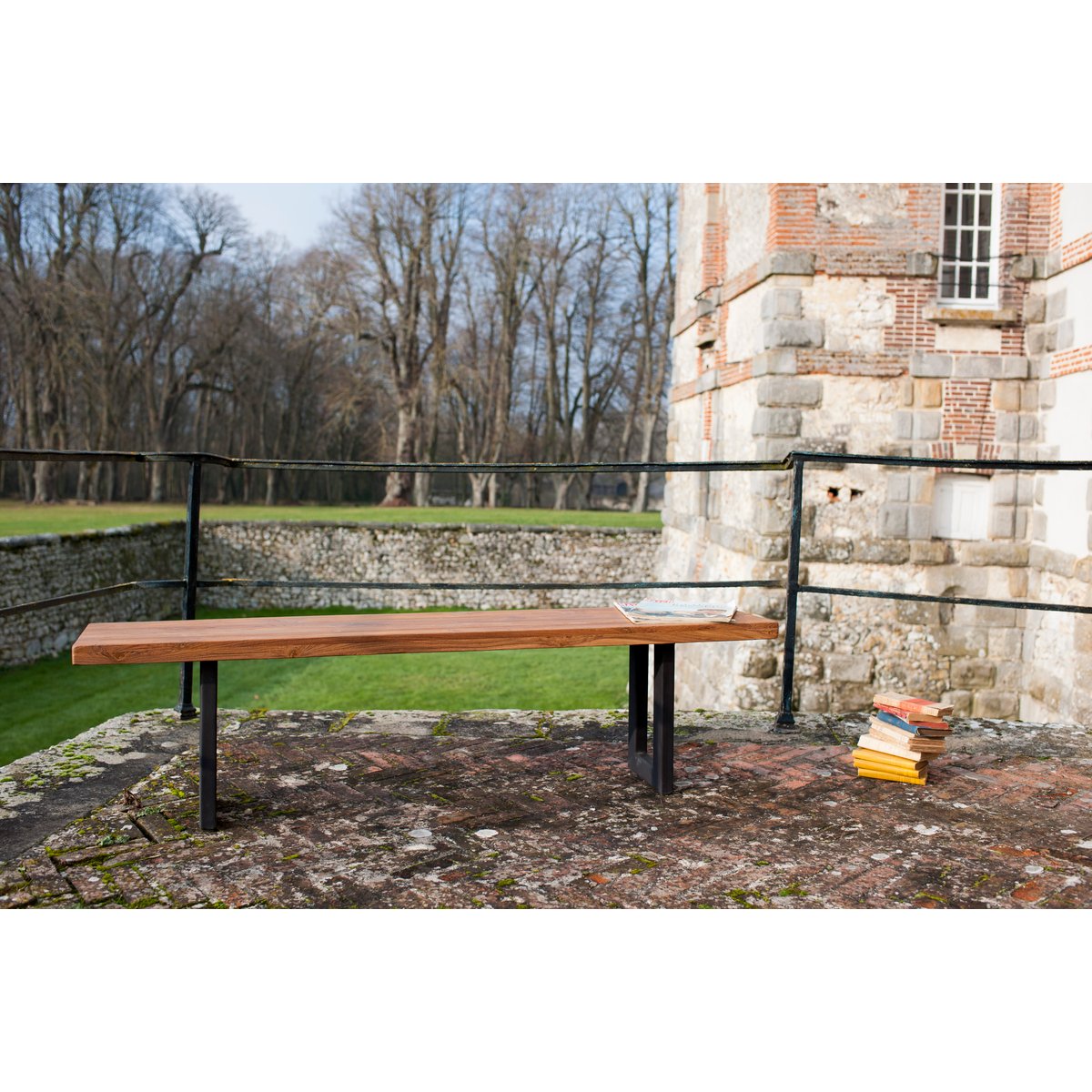 Banc en teck recyclé PETERSTIVY marron, PRODUIT INTERIEUR BRUT