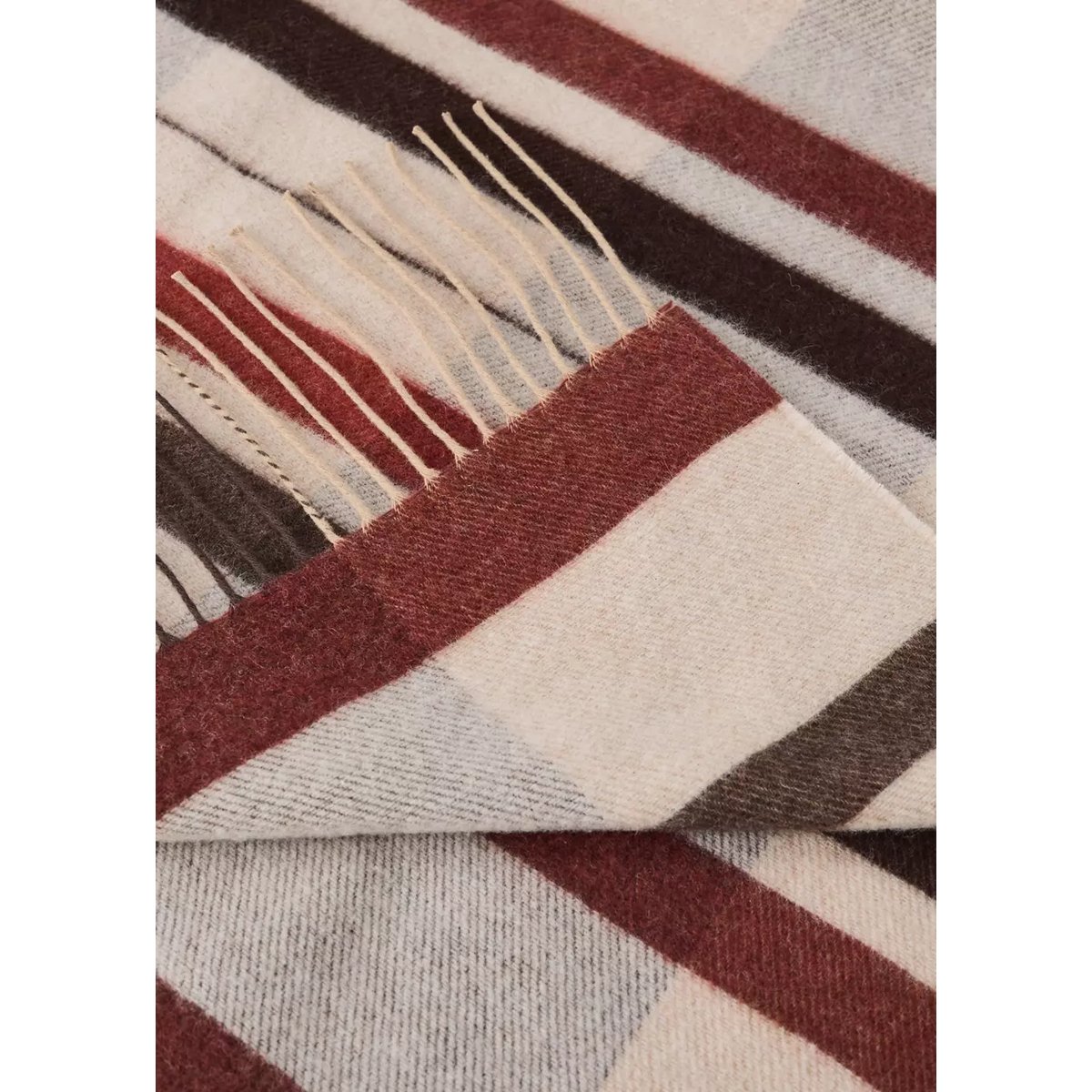 Plaid en laine à rayures avec détail de franges rouge-orangé, MANGO HOME
