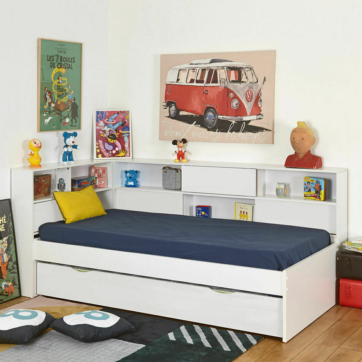 Pack lit cosy avec tiroir et matelas PLAY blanc, AKITEN RETAIL