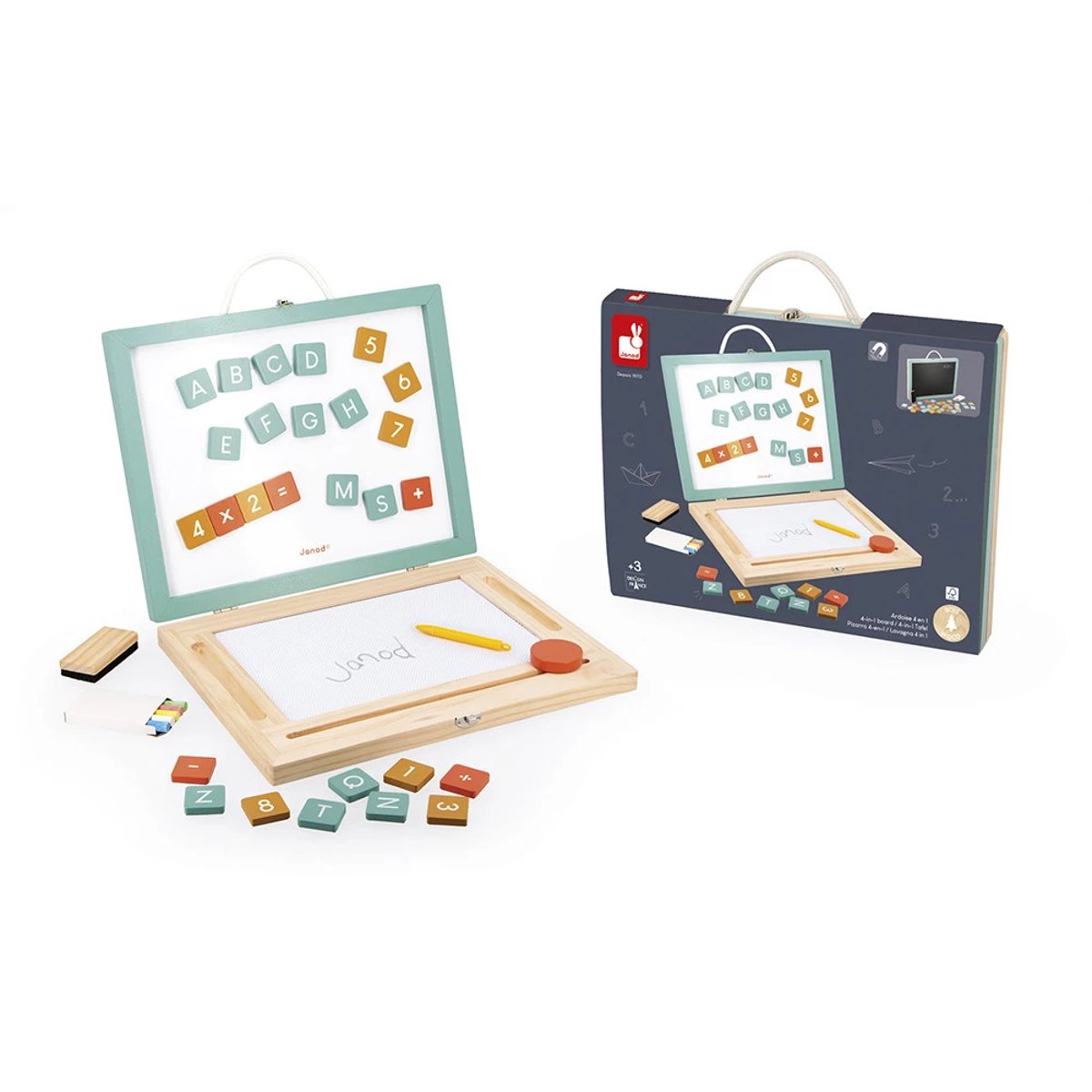 Tableau En Bois 4 En 1, 49 Accessoires vert, JANOD
