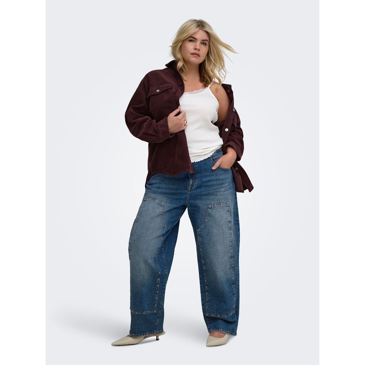 Jeans En Tonneau dark blue denim, ONLY CARMAKOMA