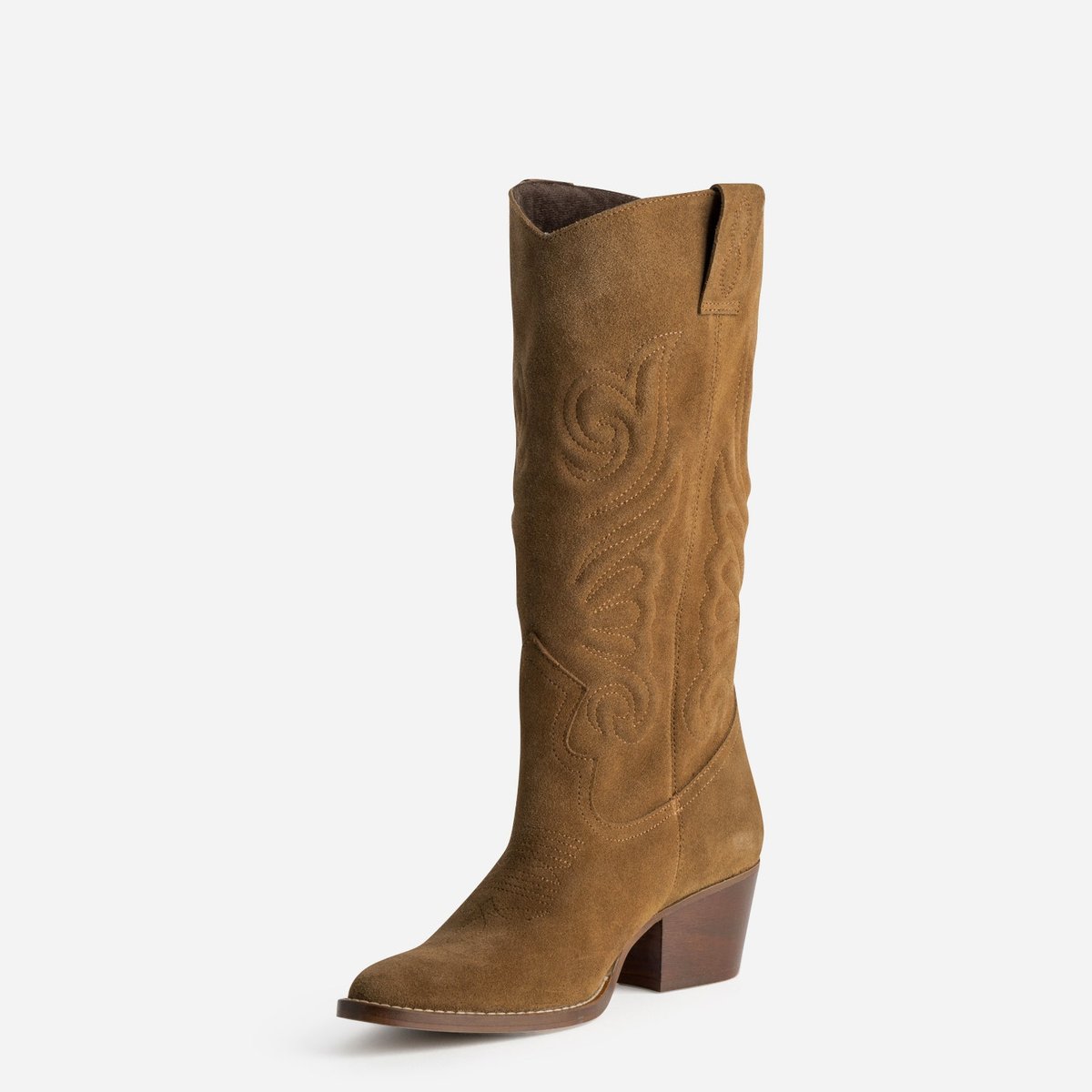 Botte À Talon en cuir TASLIMANE camel, TEXTO
