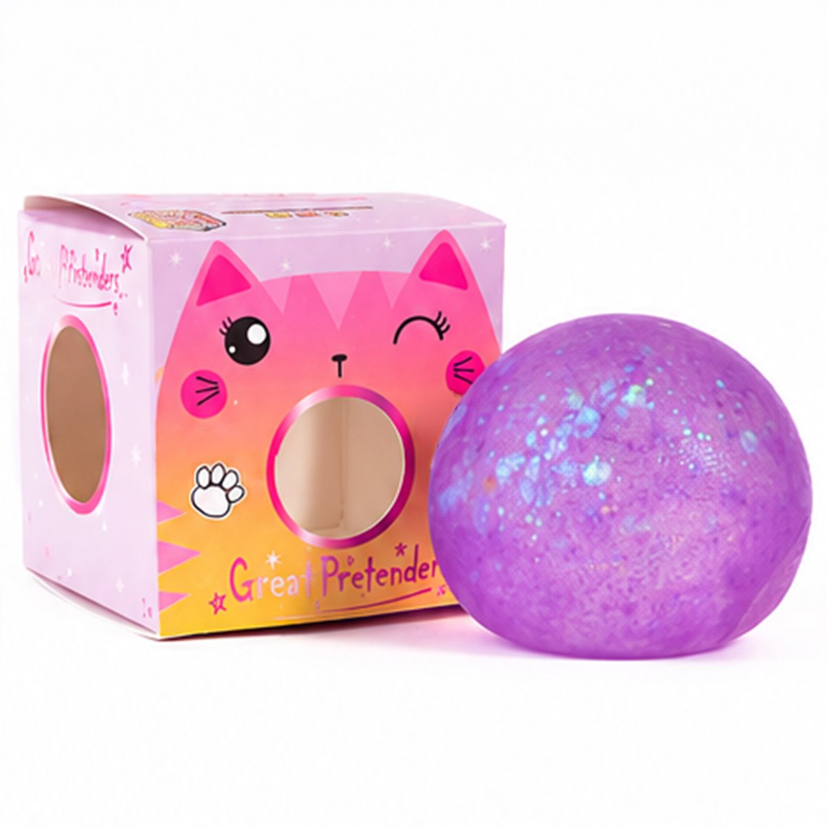 Balle squishy anti stress pailletée rose, GREAT PRETENDERS