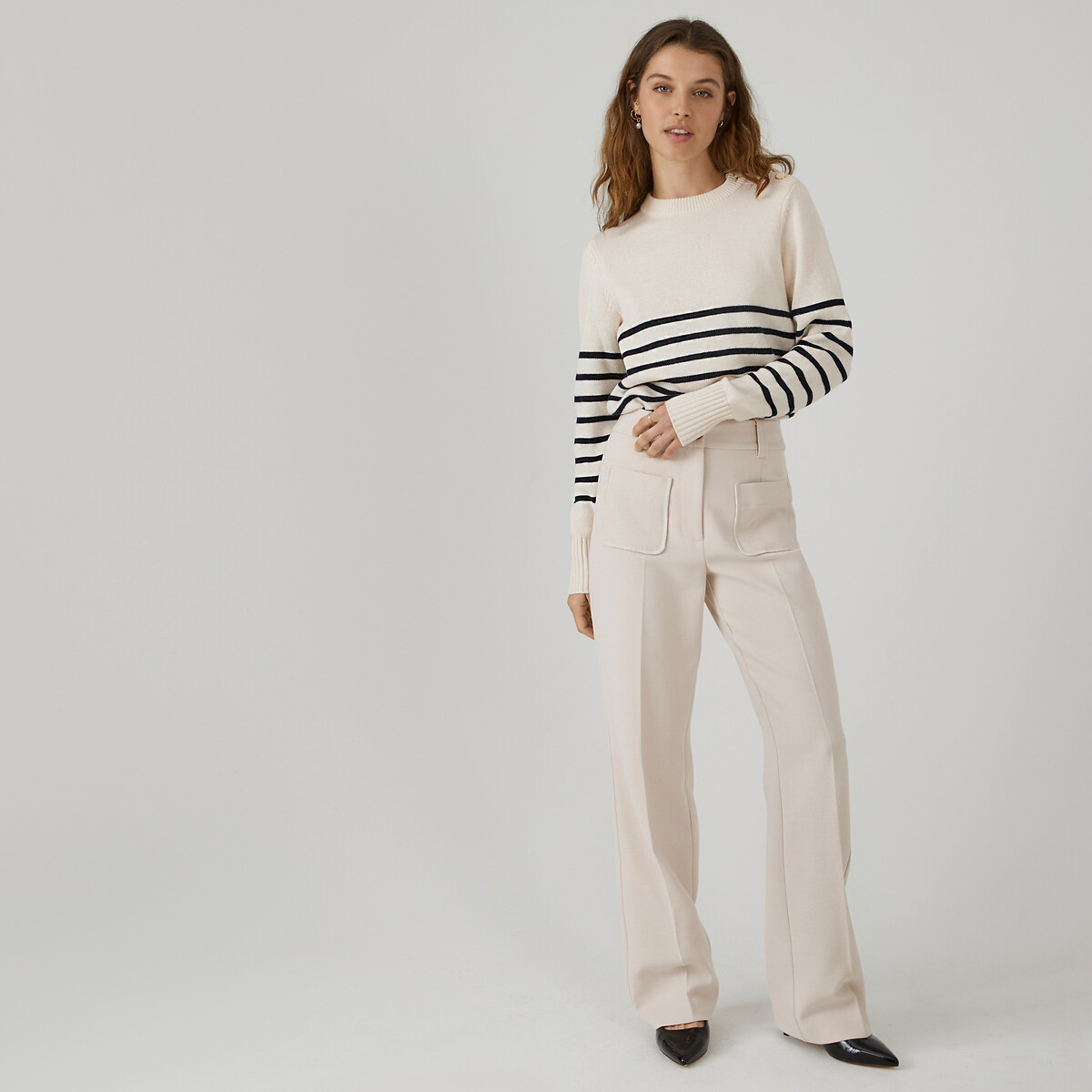 Pantalon flare, Signature FELICIEN blanc cassé, LA REDOUTE COLLECTIONS
