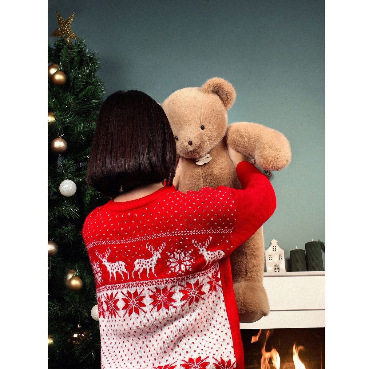 Ours en peluche CLEMENTIN 80 cm praline cacahuète, HISTOIRE D'OURS