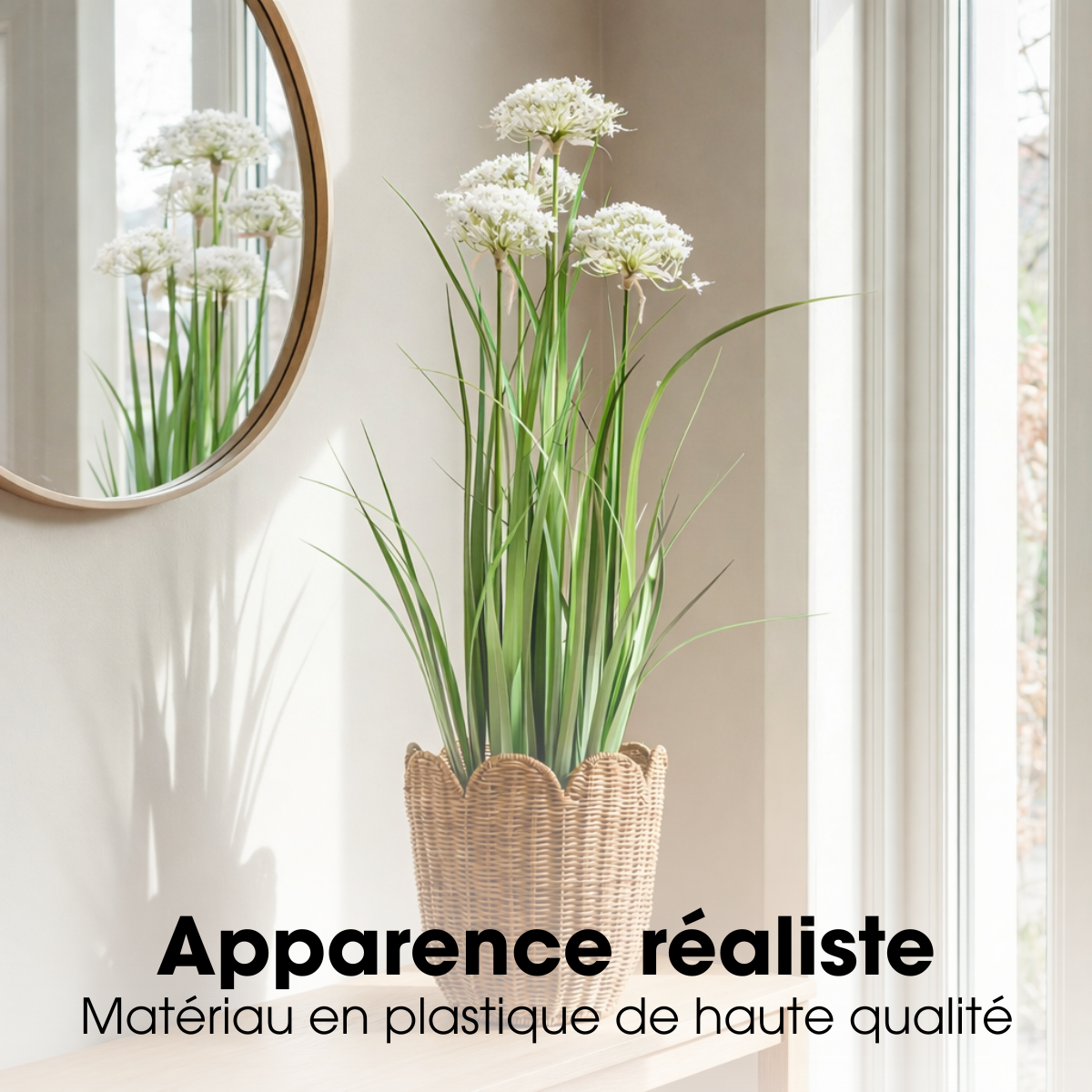 Plante artificielle SIERGRAS blanc, MICA DECORATIONS