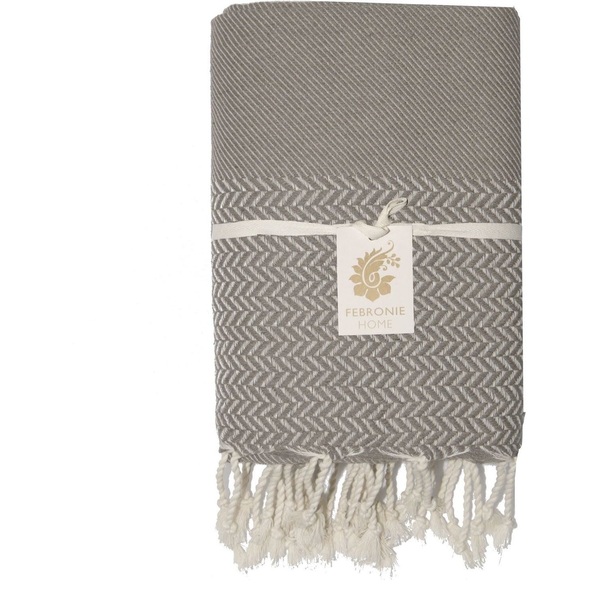 Plaid coton OSLO taupe, FEBRONIE