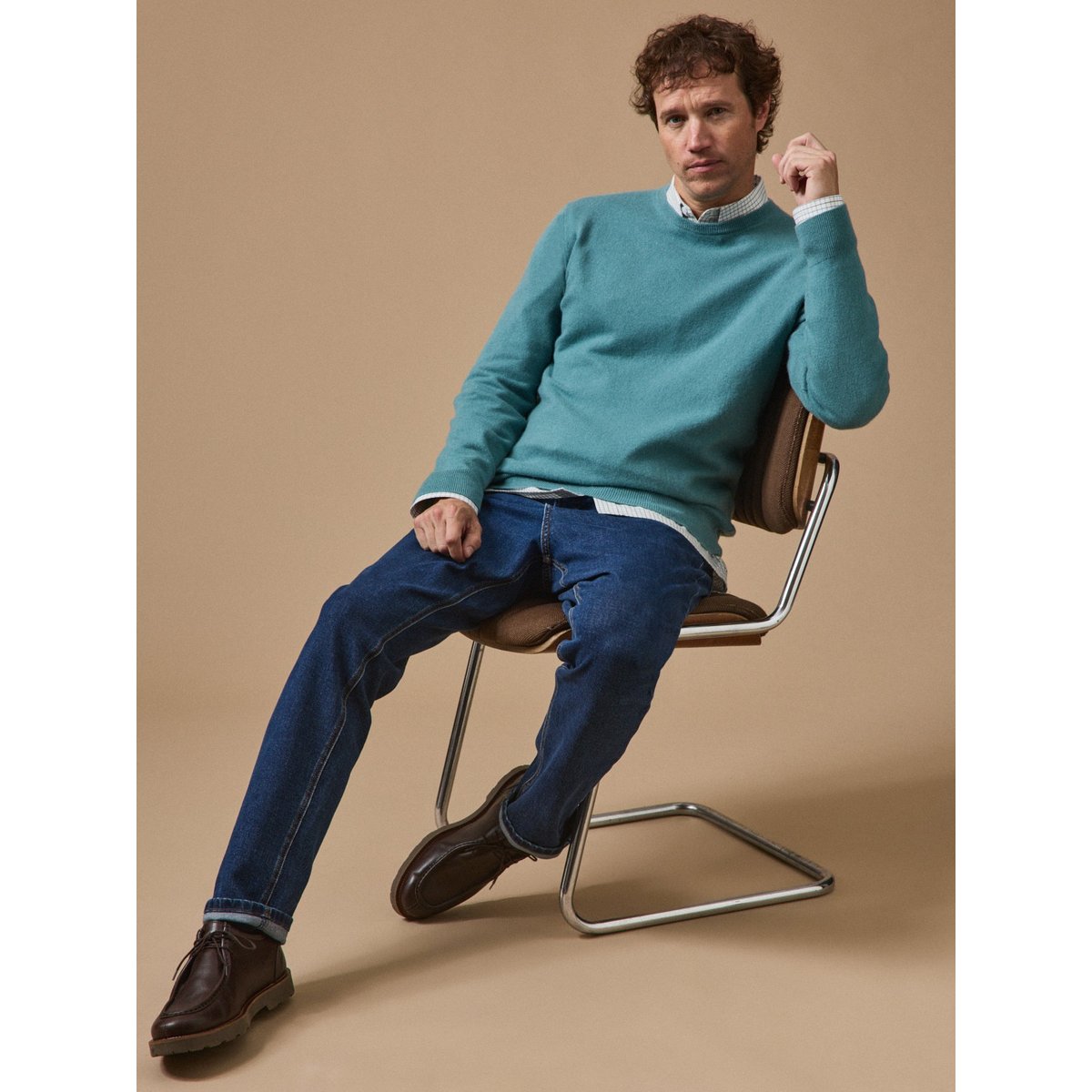 Pull col rond - Collection Cachemire glacier, CYRILLUS