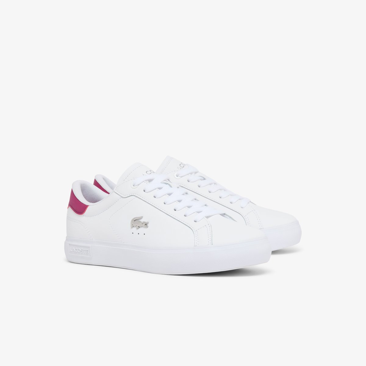 Sneakers Powercourt femme en cuir rose-1s6, LACOSTE