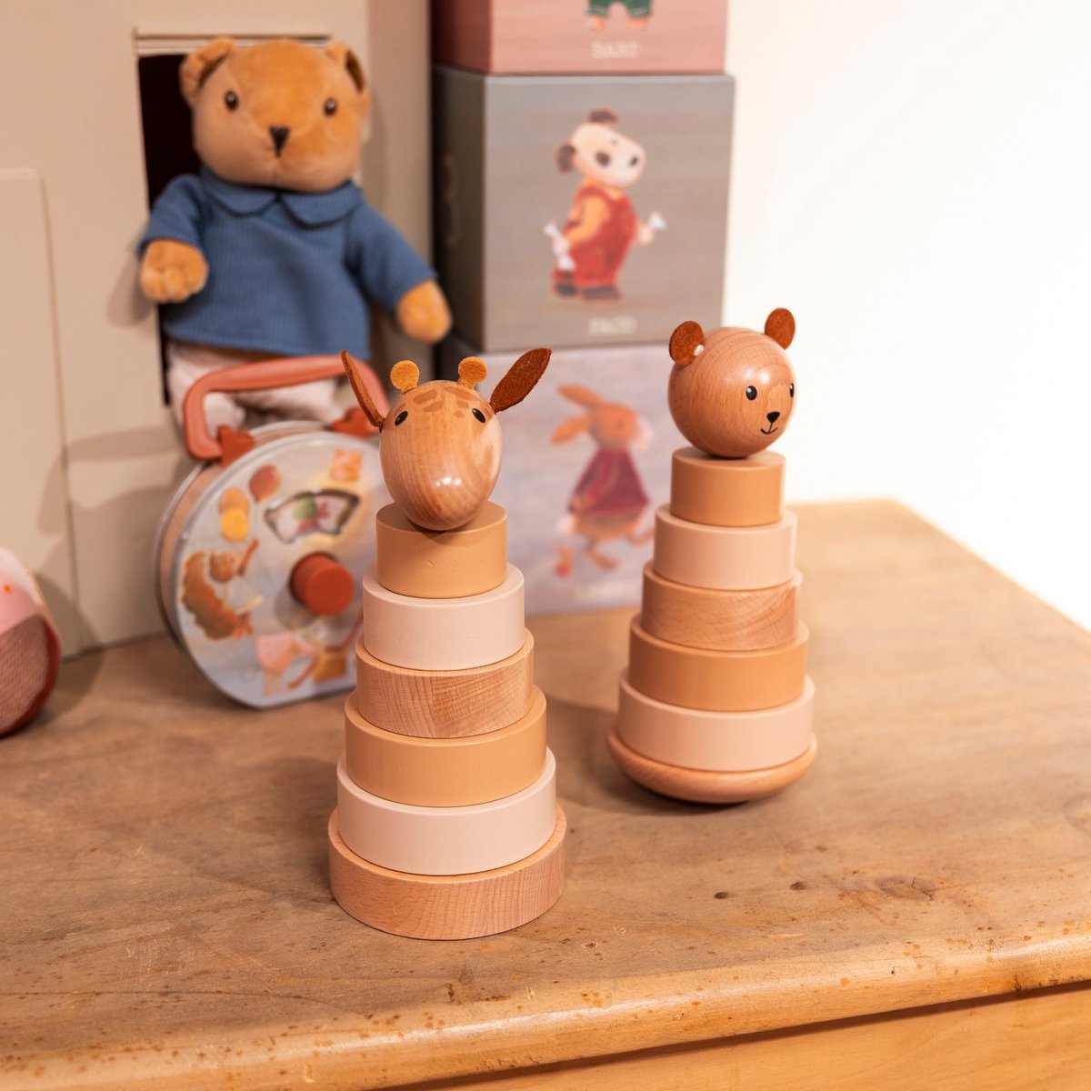 Empilable en bois Ours Marcel bois naturel, EGMONT TOYS