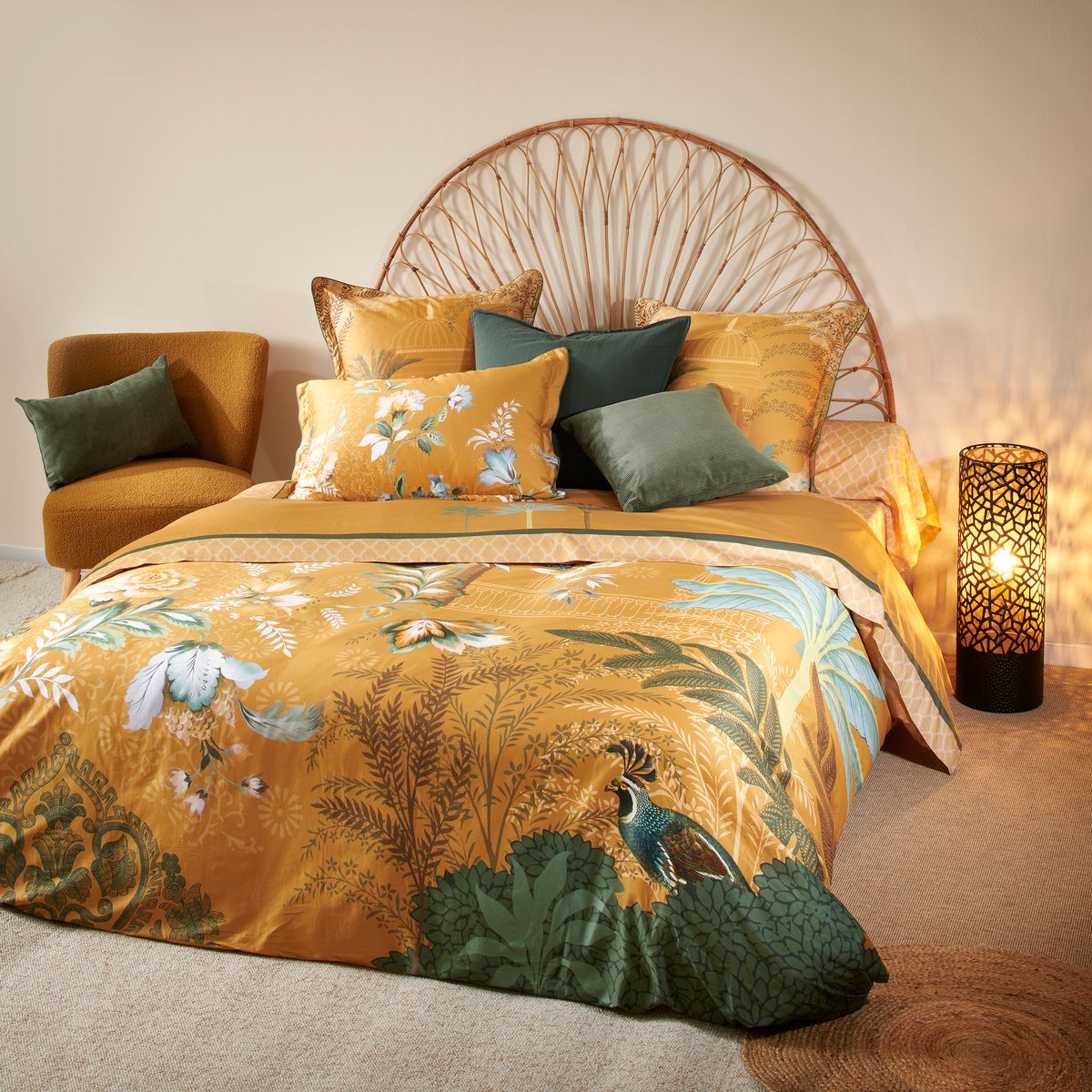 Housse De Couette Satin De Coton - PAVILLON DES SONGES jaune doré lumineux, TRADITION DES VOSGES