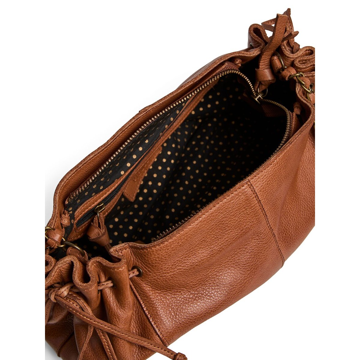 Pihanna Leather Handbag cognac, PIECES