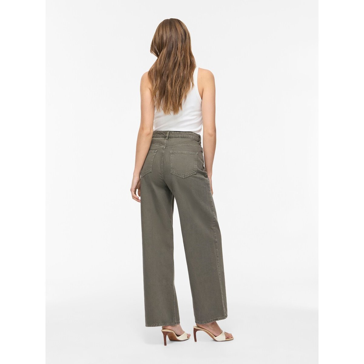 Jean large taille haute vert chiné, VILA