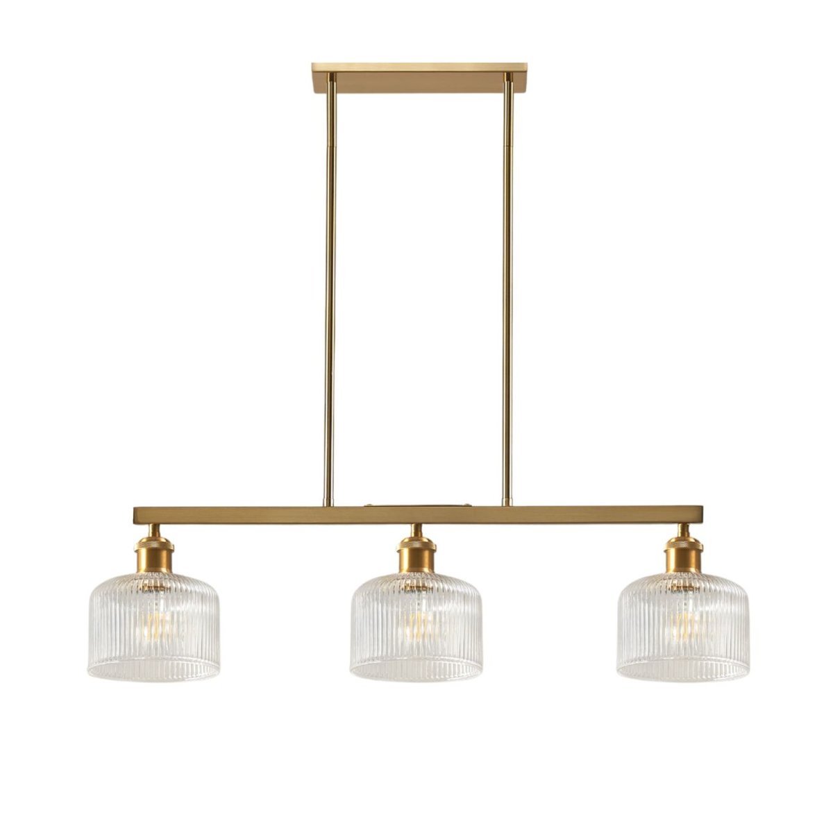 Suspension linéaire verre strié - AURÉLINE transparent et laiton, KOSILUM