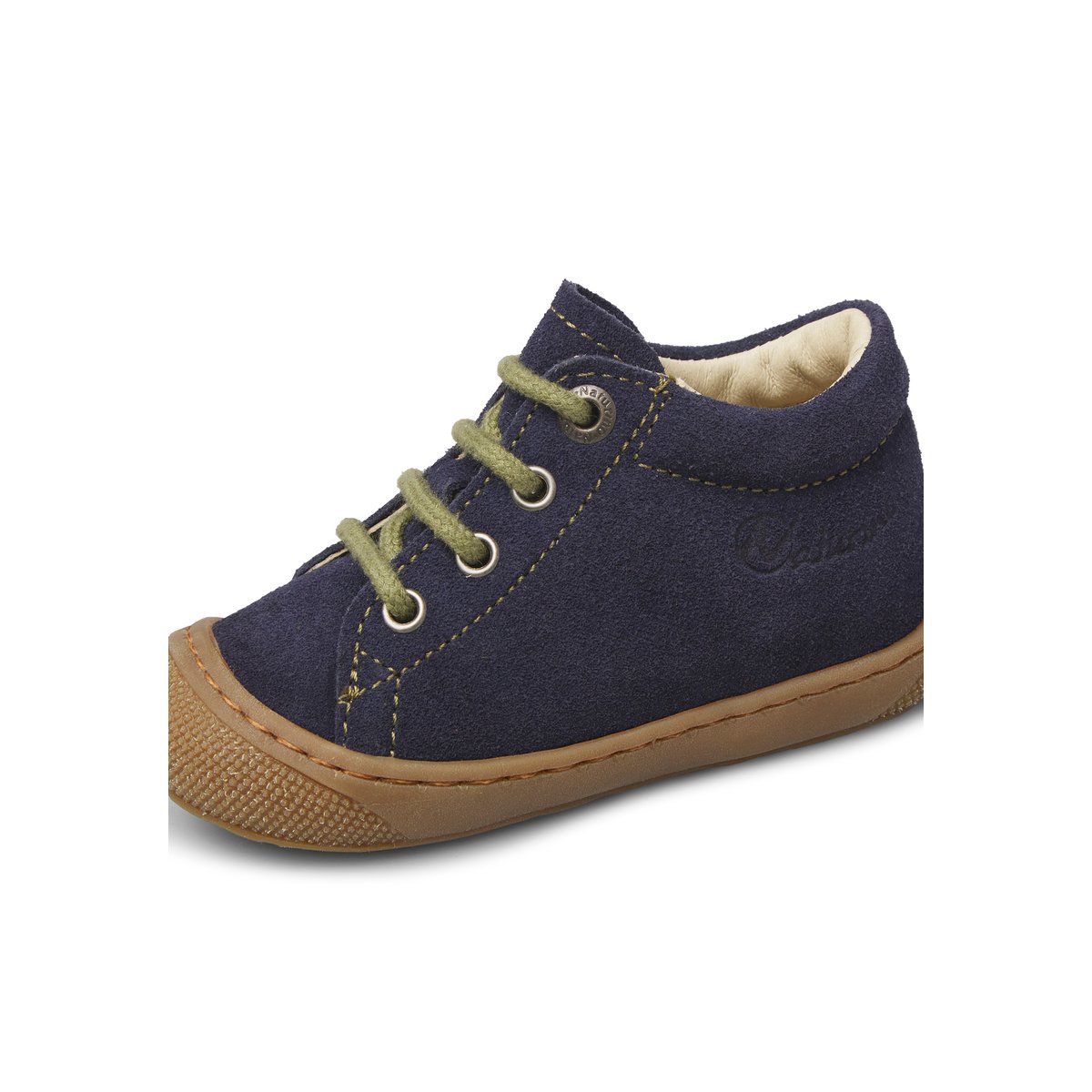Chaussures premiers pas en suède COCOON marine-kaki, NATURINO