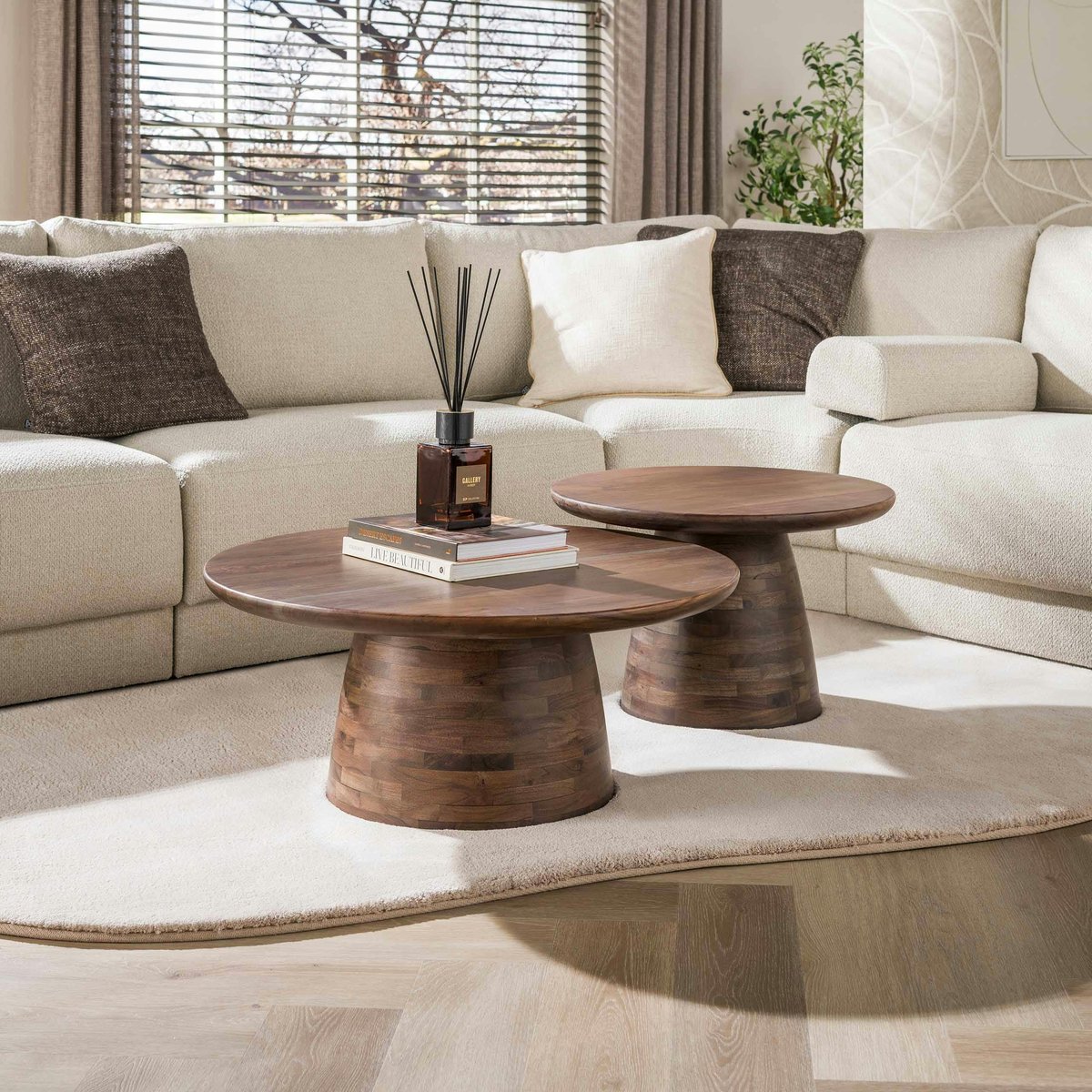 Table gigogne ronde en bois d'acacia brun (x2) NAKO marron, PIER IMPORT
