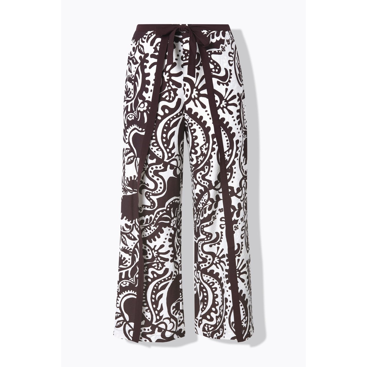 Pantalon esprit portefeuille. Jambe large acajou, ULLA POPKEN