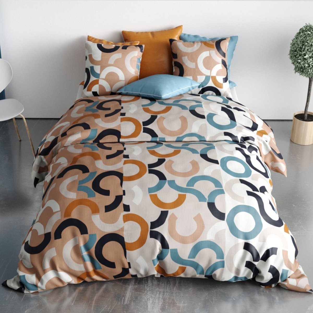 Housse De Couette 240x220 Igor + 2 Taies Coton 57 Fils beige, DECORATIE