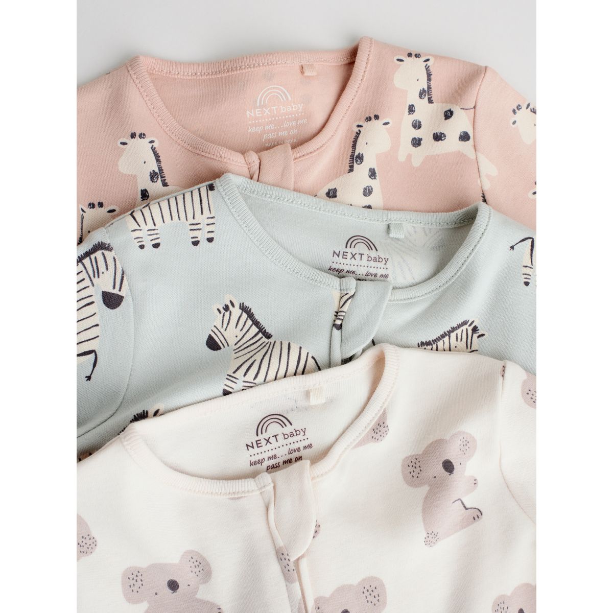 Dors-bien sans pieds à zip, lot de 3 vert menthe, NEXT