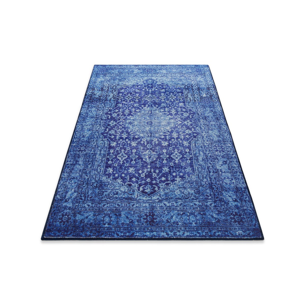 Tapis de bain WECONhome Ralph, design vintage oriental, dos TPE antidérapant, lavable 30 °C, certifié OEKO-TEX® , Ralph bleu multicolore, WECON HOME