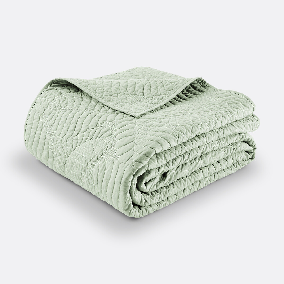 Couvre lit boutis matelassé coton Tropical vert d'eau, LA REDOUTE INTERIEURS