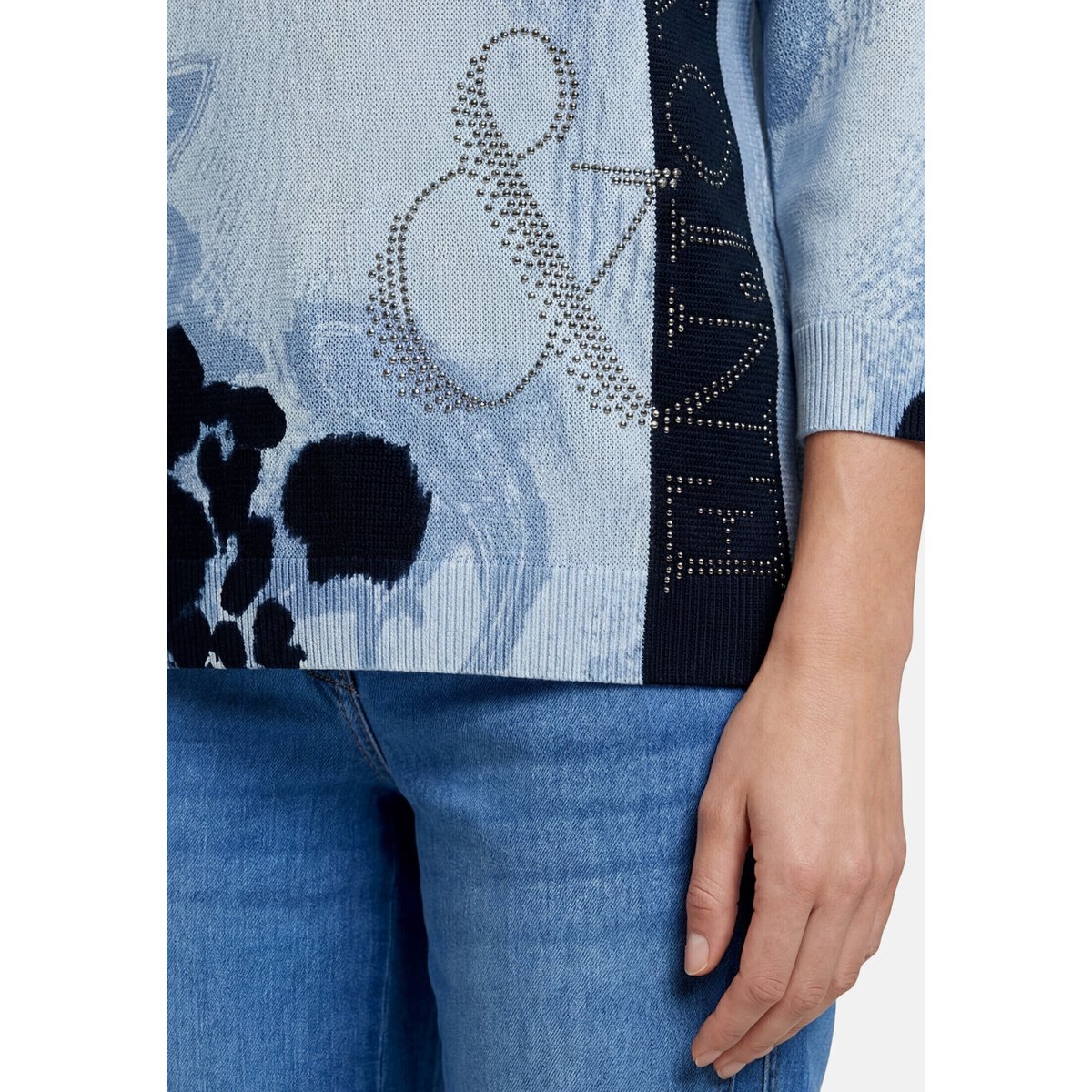 Pull-over en maille à manches chauve-souris light blue/blue, BETTY BARCLAY