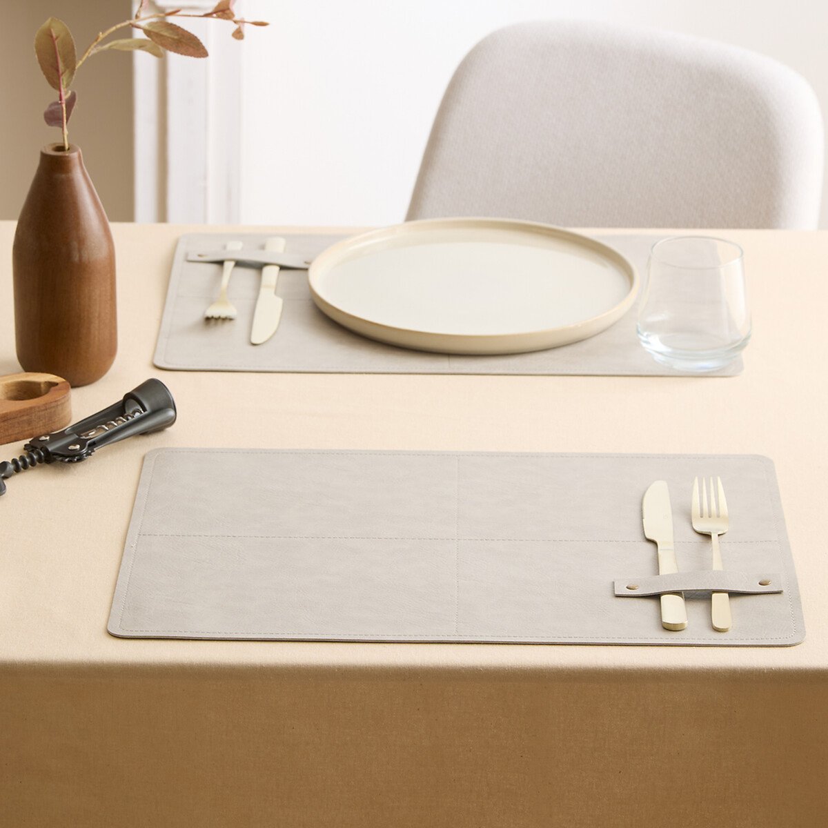 Set de table rectangulaire GLENN beige, ATMOSPHERA