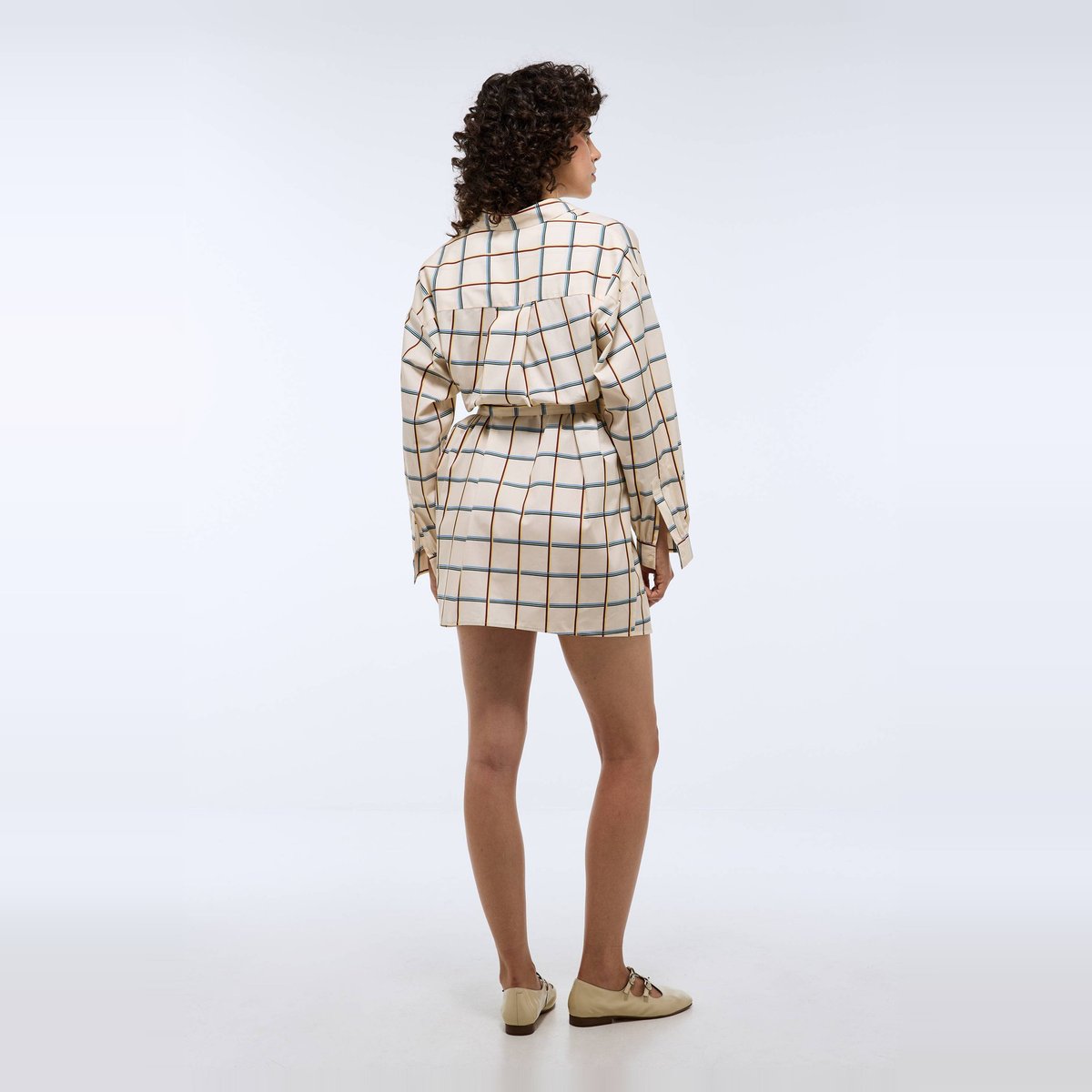 Robe courte cintrée rayée en coton BIO GOTS winter white, MONOPRIX