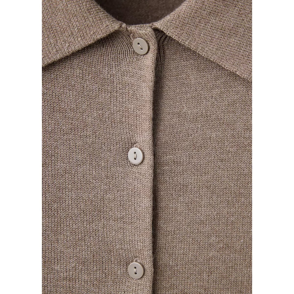 Cardigan maille fine col polo marron moyen, MANGO