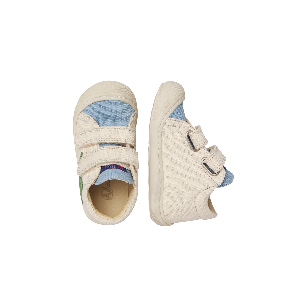 Chaussures premiers pas en tissu KOLDE VL blanc crème-céleste, NATURINO